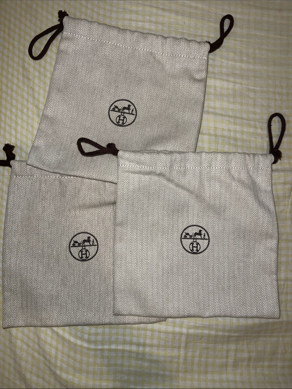 3 Authentic Hermes Dust Bags